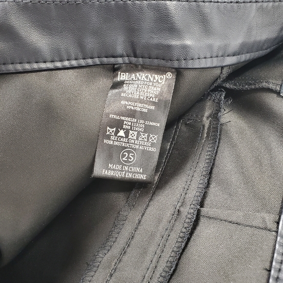 BlankNYC The Bond Black Vegan Leather / Faux Leather Skinny Pants Size 25 - Picture 7 of 15
